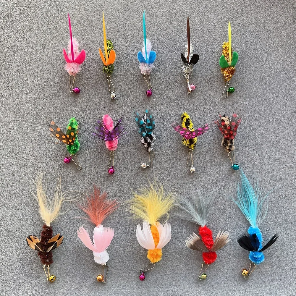 Insect Shaped Feather Cat Teasing Prop Head Replacement Pendant Replacement Detachable Pet Play Prop Accessories