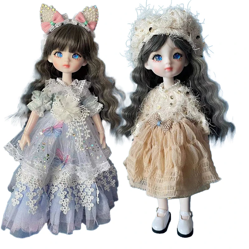 

Cute1/6 Bjd Doll Full Set 30cm Handmade Makeup Doll Multi-joint Moveable with 3 Pairs Eyes Kids Girls Doll Toy Birthday Gift