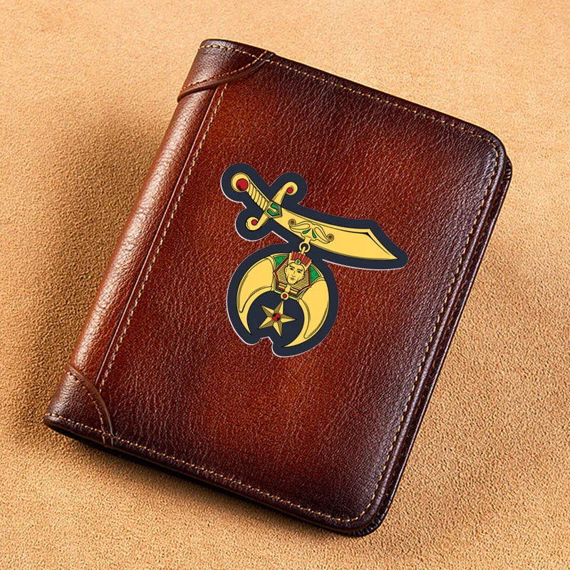 High Quality Genuine Leather Wallet Freemason Shriner  Printing Standard Purse BK074