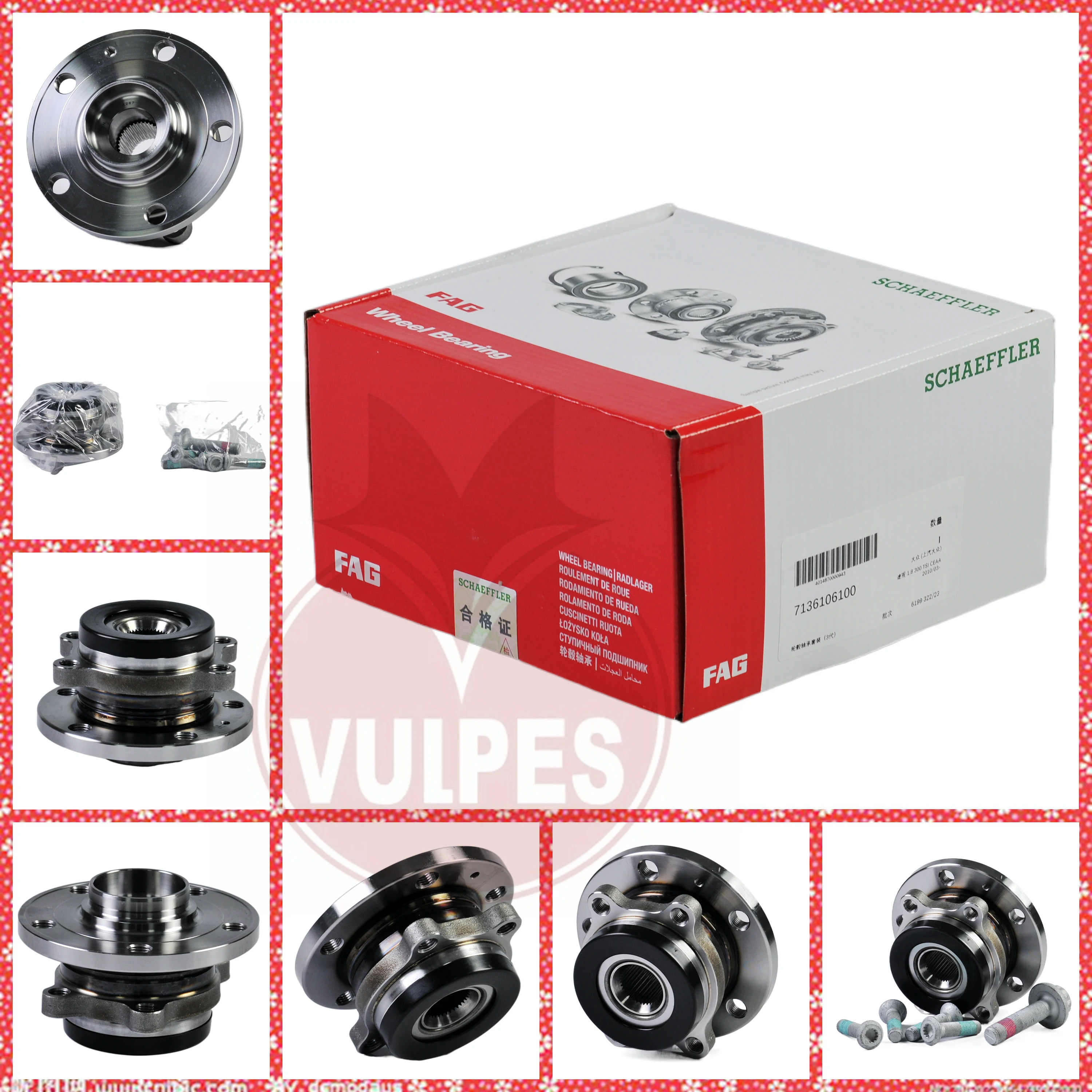 Wheel Hub Bearing Front Wheel Hub Bearing FAG 713610610 For VW/AUDI/SKODA 1K0407621C/1K0407621D/1K0407621F/1T0498621