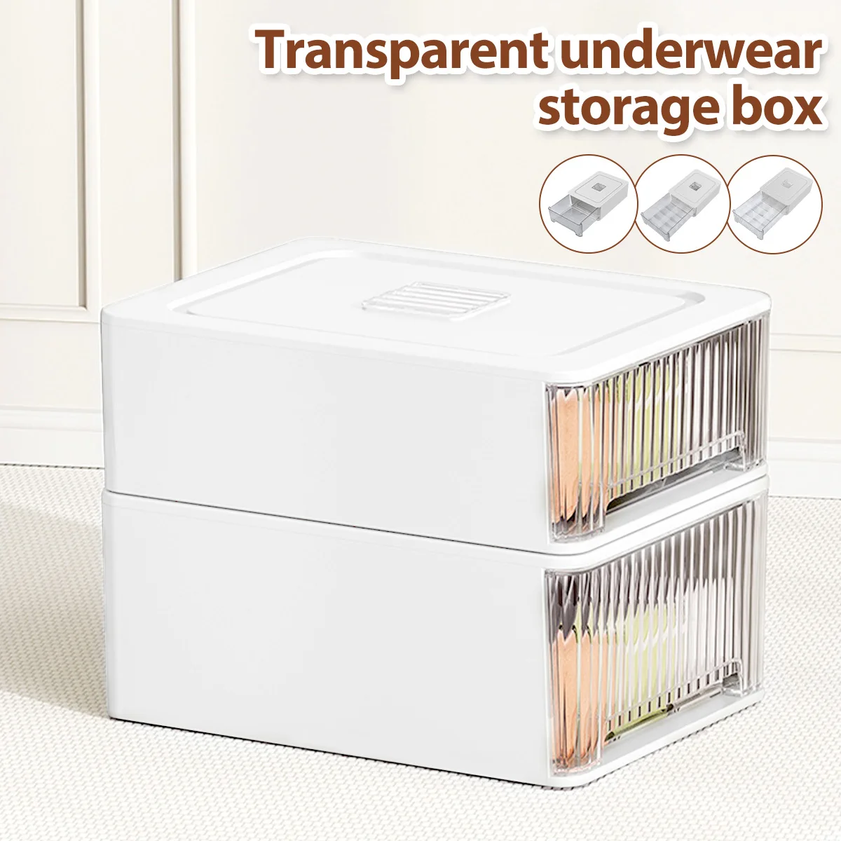 

Underwear Organizers Large Capacity Underwear Storage Box Stackable Underwear Divider Bin Multipurpose Bra Storage Box with