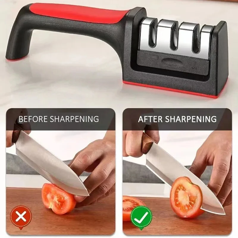Multi-Functional Handheld Knife Sharpener with Black Sharpening Stone