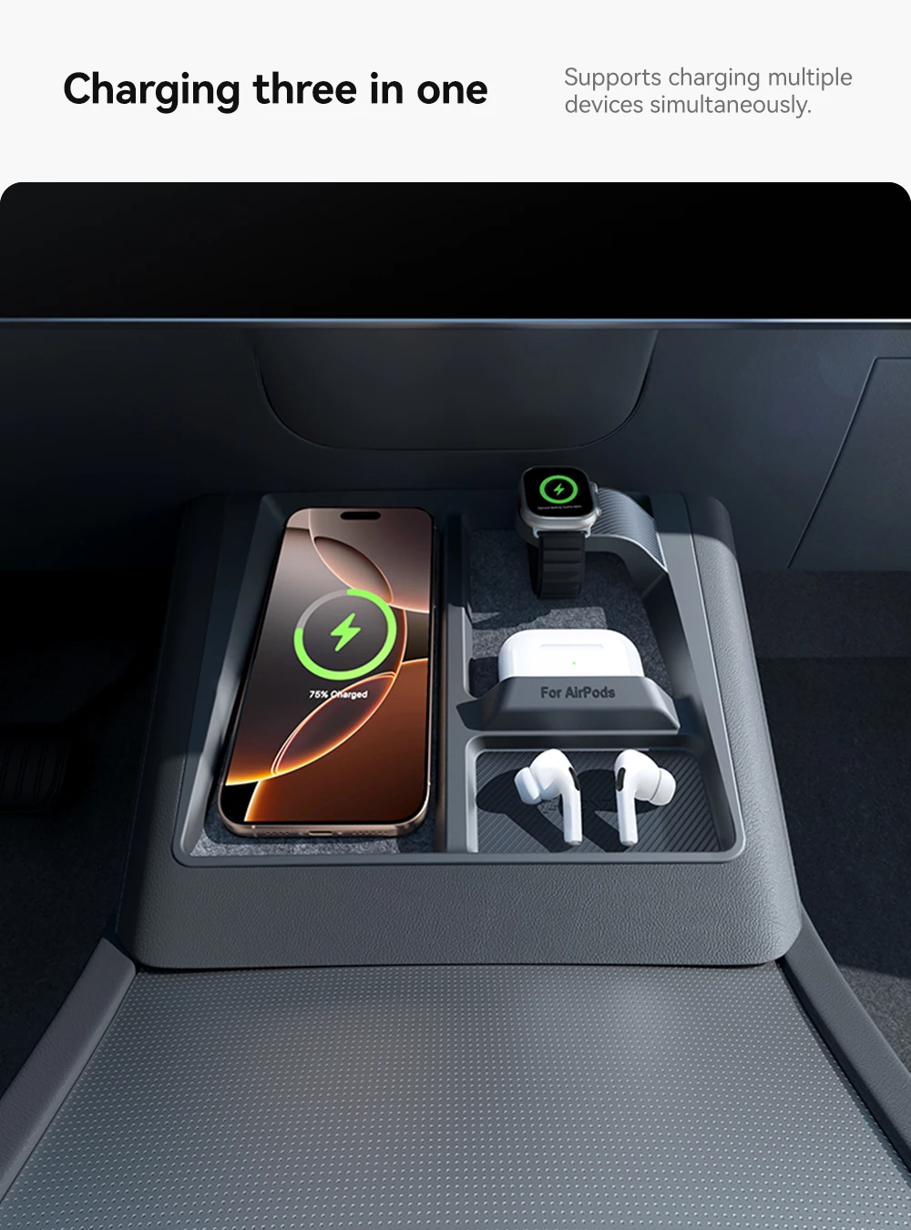 For Tesla Model 3 2024 Model Y 2025 Wireless Charging Protective Frame Mobile Ph