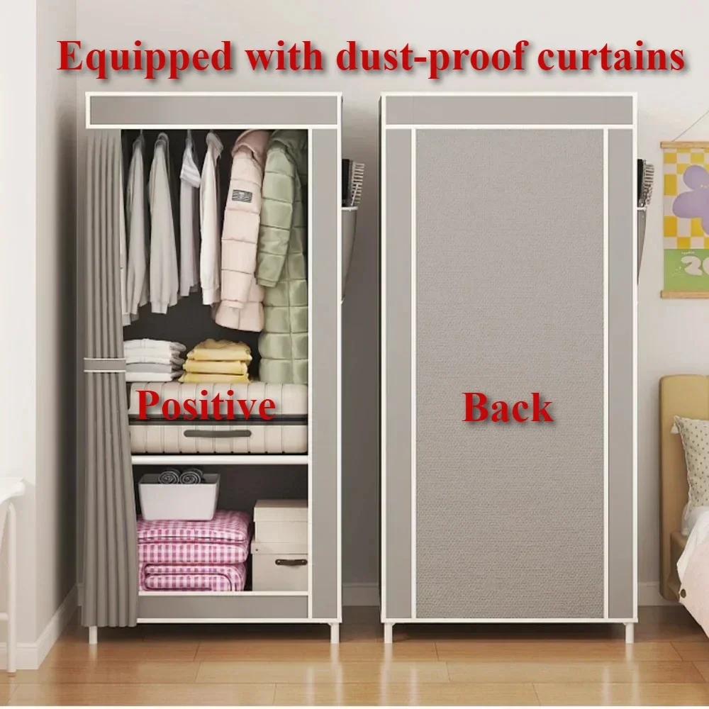 Fabric Wardrobe Minimalism Fabric Wardrobes Organizer Floor Multi Layer Clothing Storage Cabinets Bedroom Dust Proof Foldable Clothing Hanger