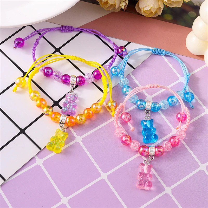 Cartoon Bär Armband für Frauen handgemachte Hand Seil Weben Perlen Armband Mädchen Party Urlaub Schmuck Geschenke
