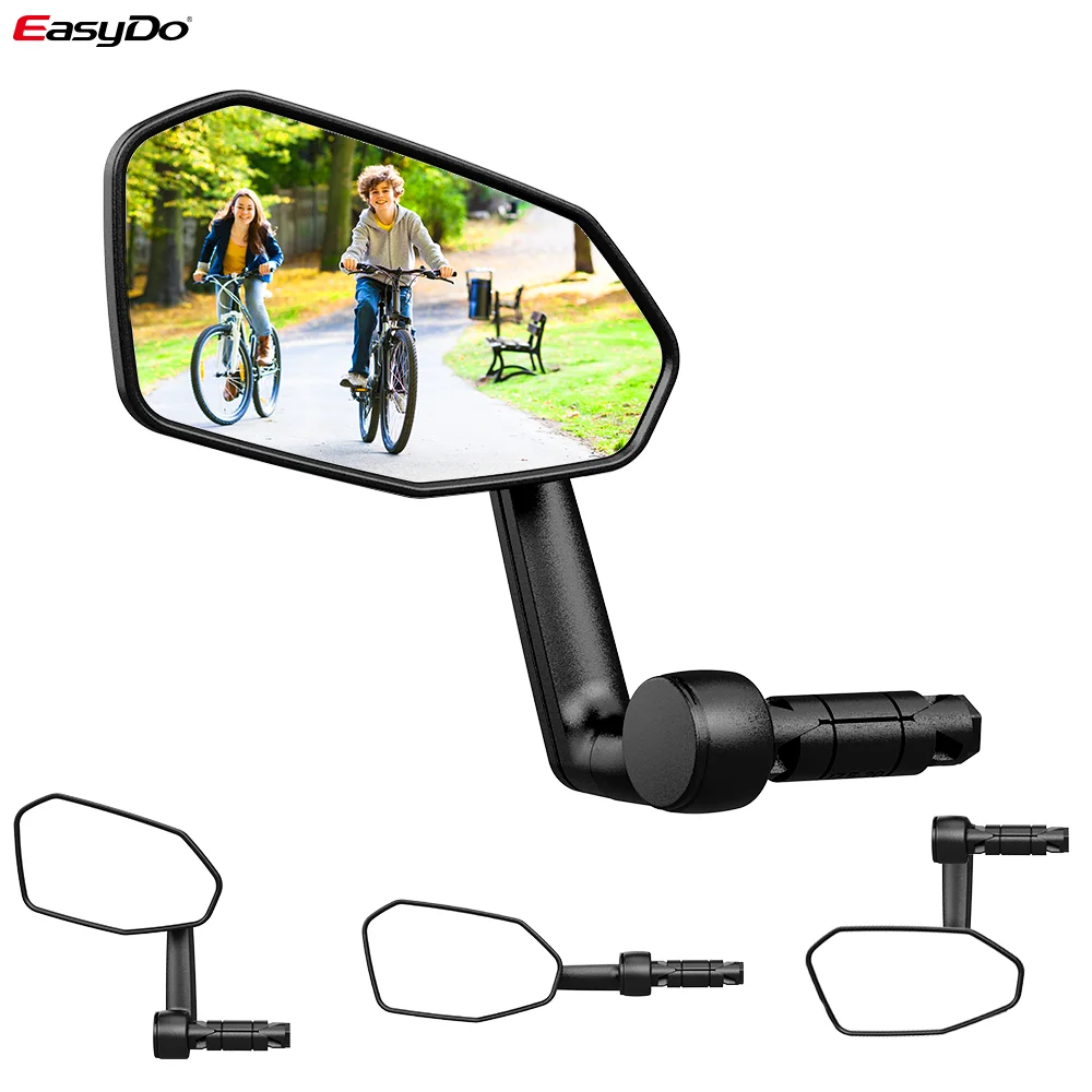 Bicycle Rearview Mirror EasyDo Bicycle Mirror Rotatable Handlebar End Bike Rearview Mirror Durable Wide Angle Adjustable Reflector for MTB Road E Bike