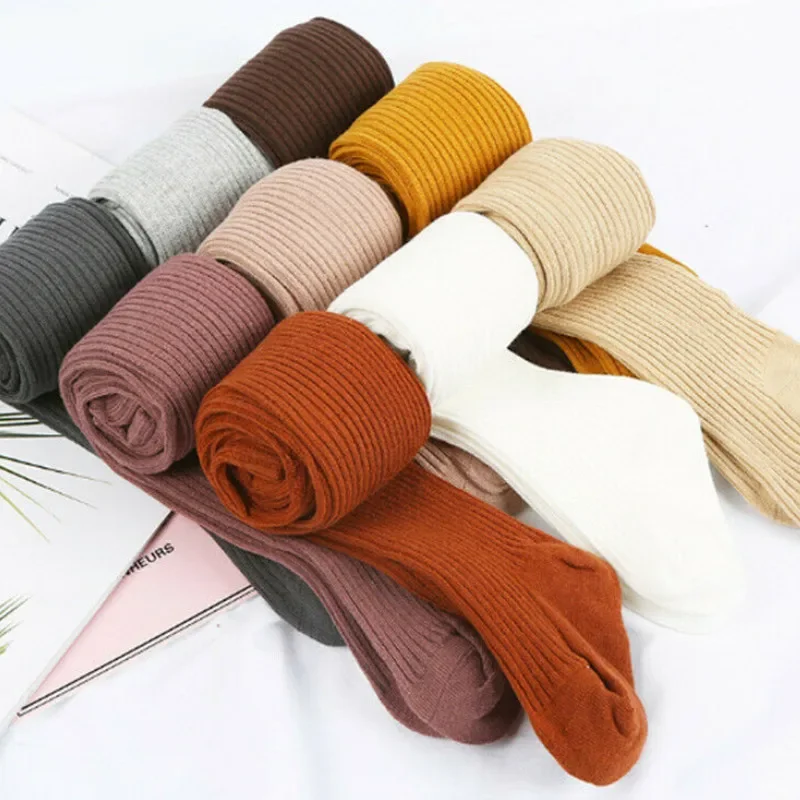Toddler Baby Girl Pantyhose knit tights girls pantyhose children stockings Accessories Kids Socks Knit Cotton Tights Candy Colors Thread Crochet Pantyhose Ribbed Stockings