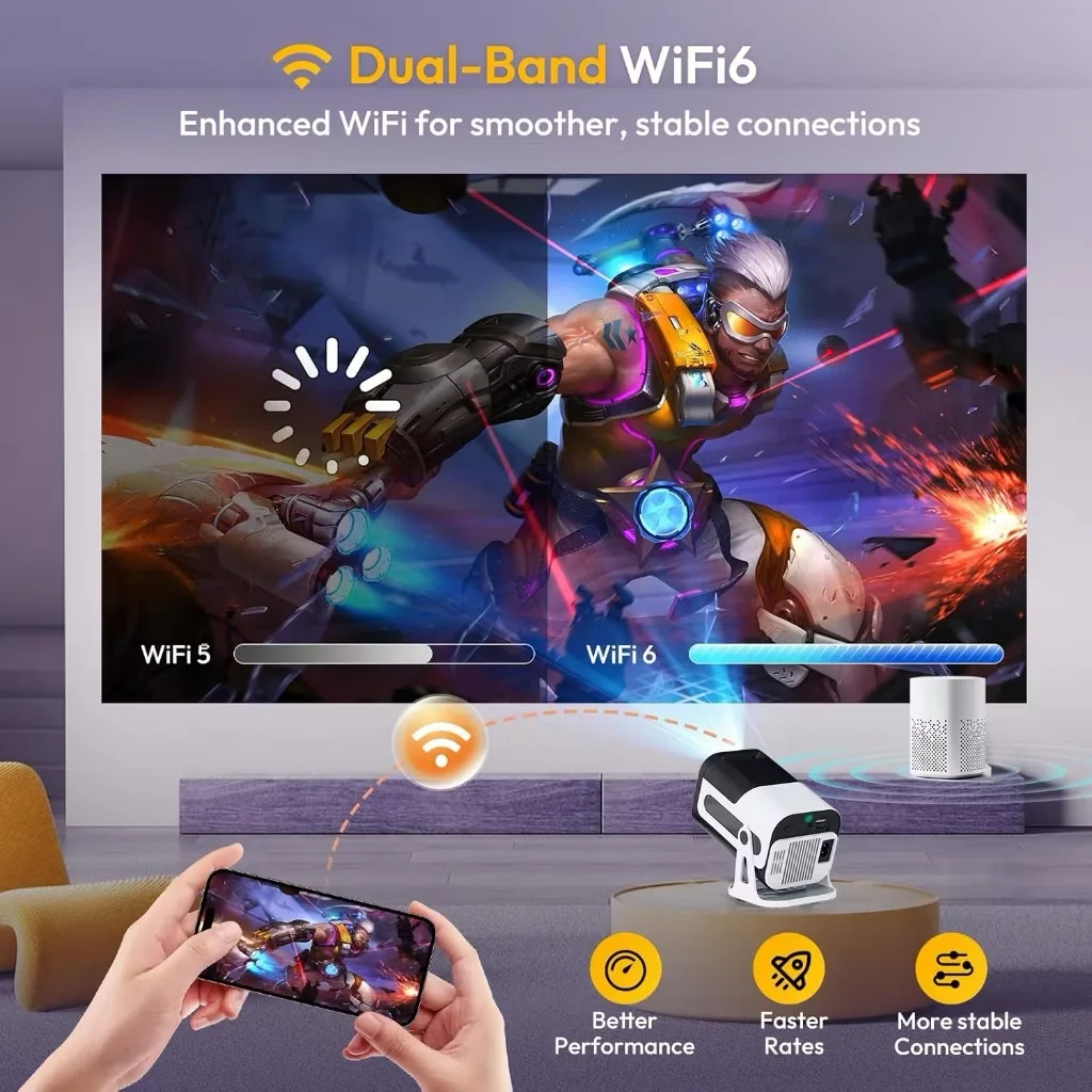 جهاز عرض صغير 1080P أندرويد 13 يدعم 4k جهاز عرض مح...