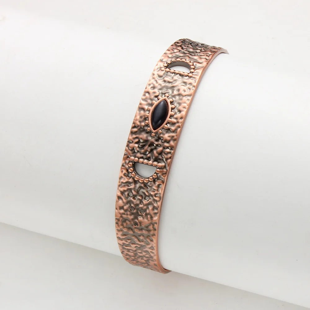 ARADOO Onyx Devil's Eye Pure Copper Bracelet Neodymium Magnet Open Cuff 3500 Gauss Magnetic Therapy Bangles 4