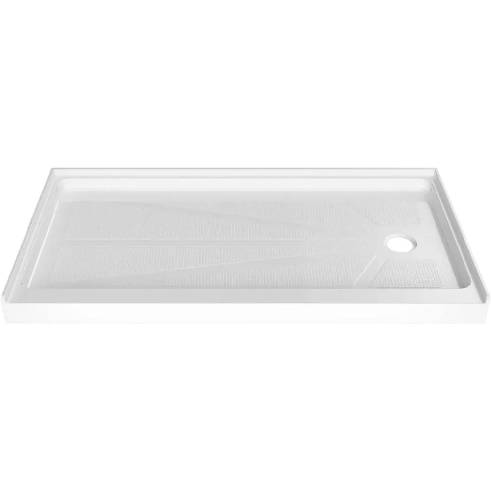 Right Drain Shower Base, with Slip Resistant Textured Surface, 60 in. L X 32 in. W Single Threshold Shower Pan