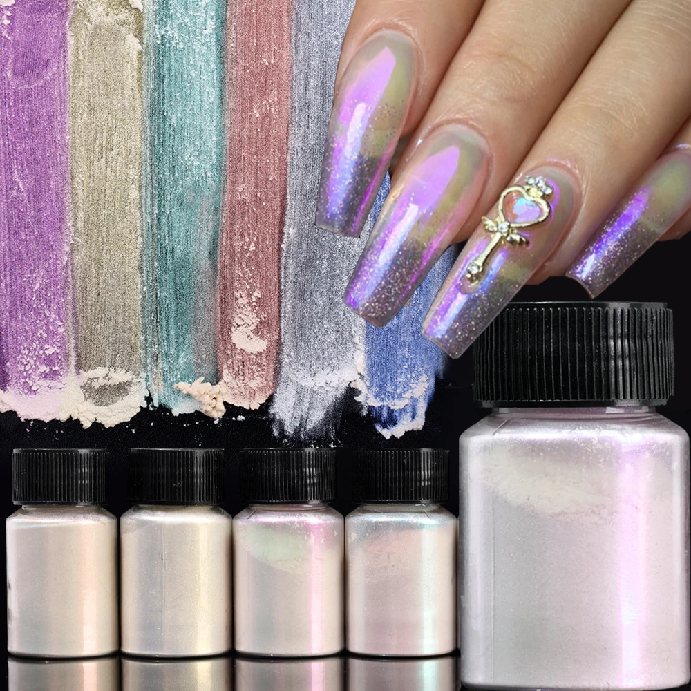 Colorful Aurora Glitter Chrome Nail Powder Holographic Nail Glitter Mermaid Pigment Powder Per Nail Dip Powder Forniture Per Unghie Fai Da Te