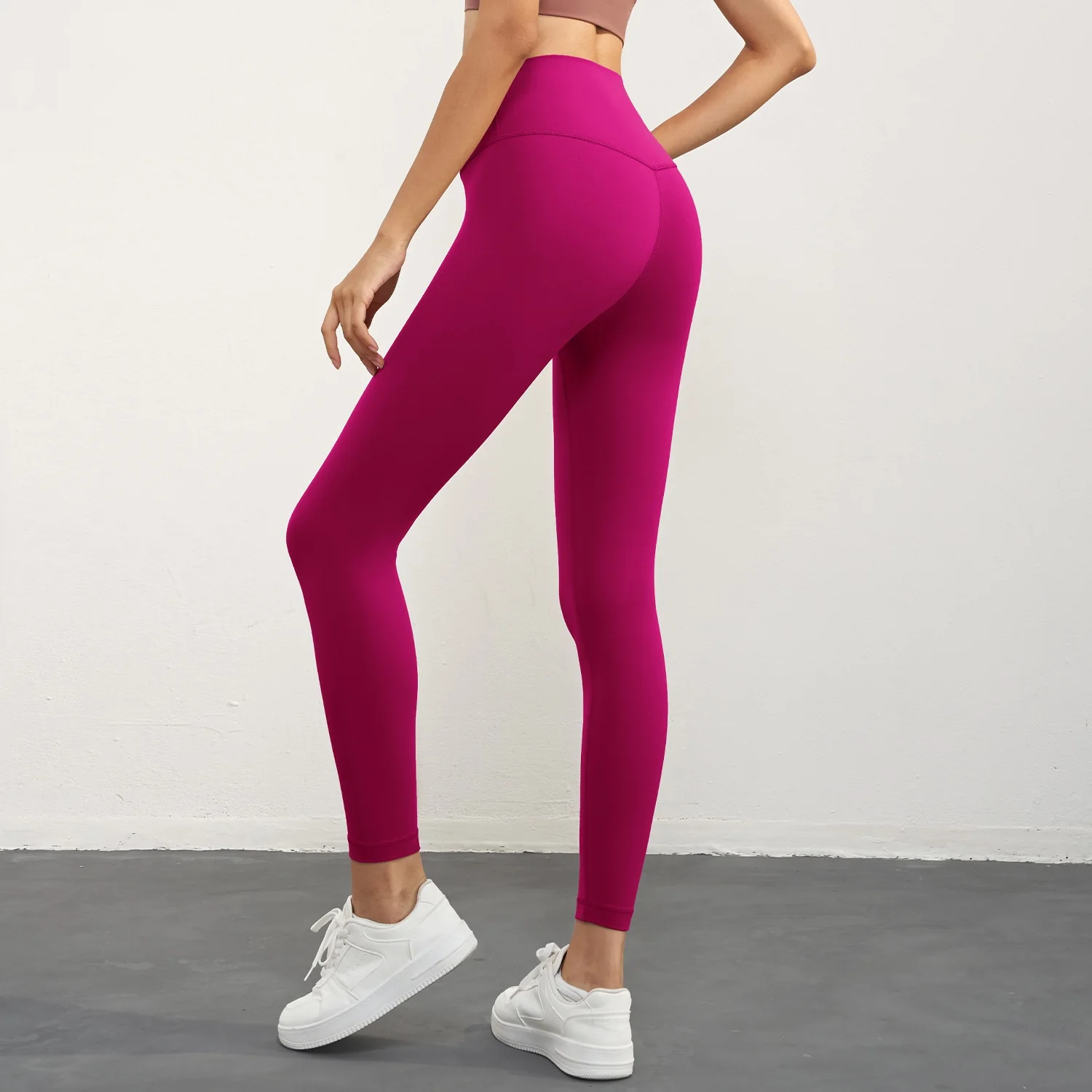 Solid Color Back Waist Pocket High Waist Yoga Legging Women Sport Cropped Pants Butter Athletic Gym Comprehensive Training Jog 2