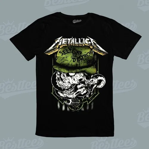 Seek and Destroyed Rock Band Design Graphic Music Artist Skull Metallica T-Shirt