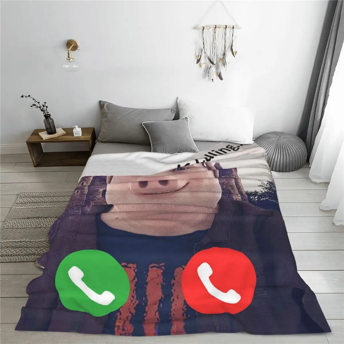 John Pork Is Calling Blankets Soft Warm Flannel Throw Blanket Cover for Bed Living room Picnic Travel Home Couch 3