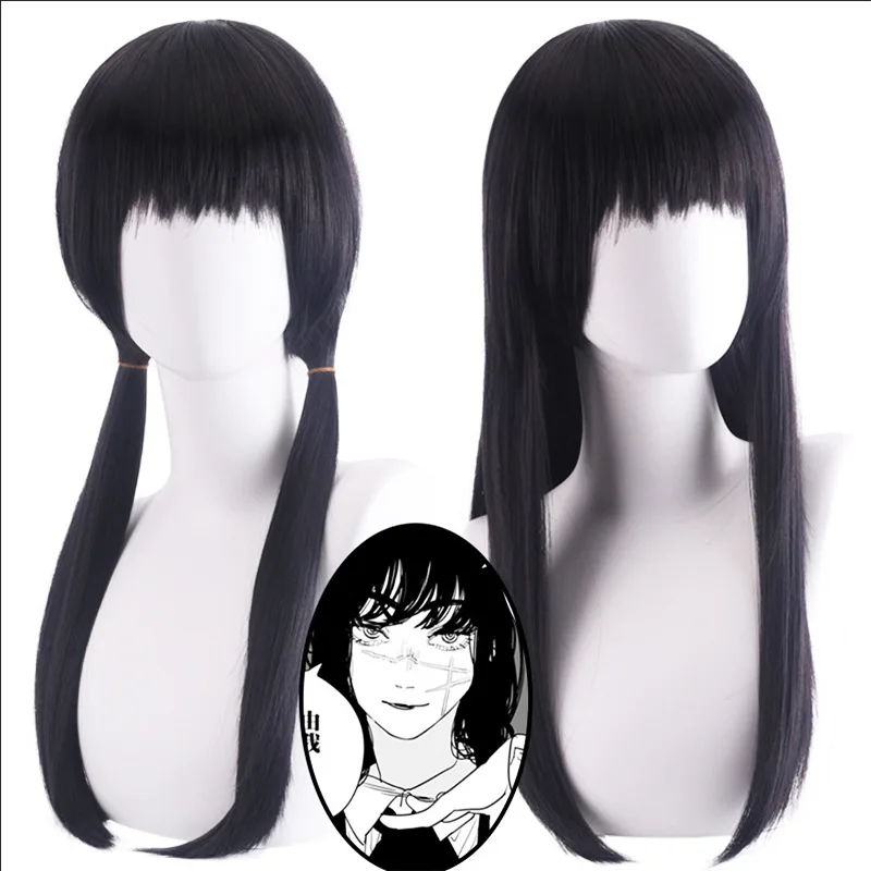 

Anime Chainsaw Black Long Hair Asa Mitaka Cosplay Wig Double War Devil Women Party Accessory Props Cosplay Accessories