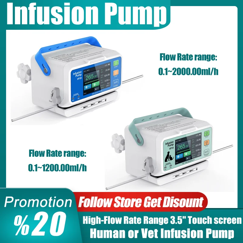 

High-Flow Rate Range For Human or Vet Infusion Pump 3.5”Colorful Touch Screen DPS Dynamic Pressure Monitoring Real-time Display