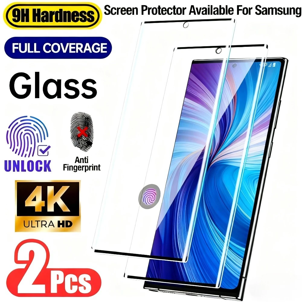 2Pcs Full Cover Tempered Glass for Samsung Galaxy S25 S24 S23 Ultra S22 S21 S20 Plus S23 S24 S25 FEUltra Clear Screen Protector