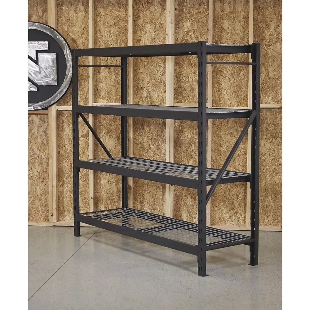 4-Tier Industrial Shelving Rack - 77in.W x 24in.D x 72in.H, Model# 2611T002 2