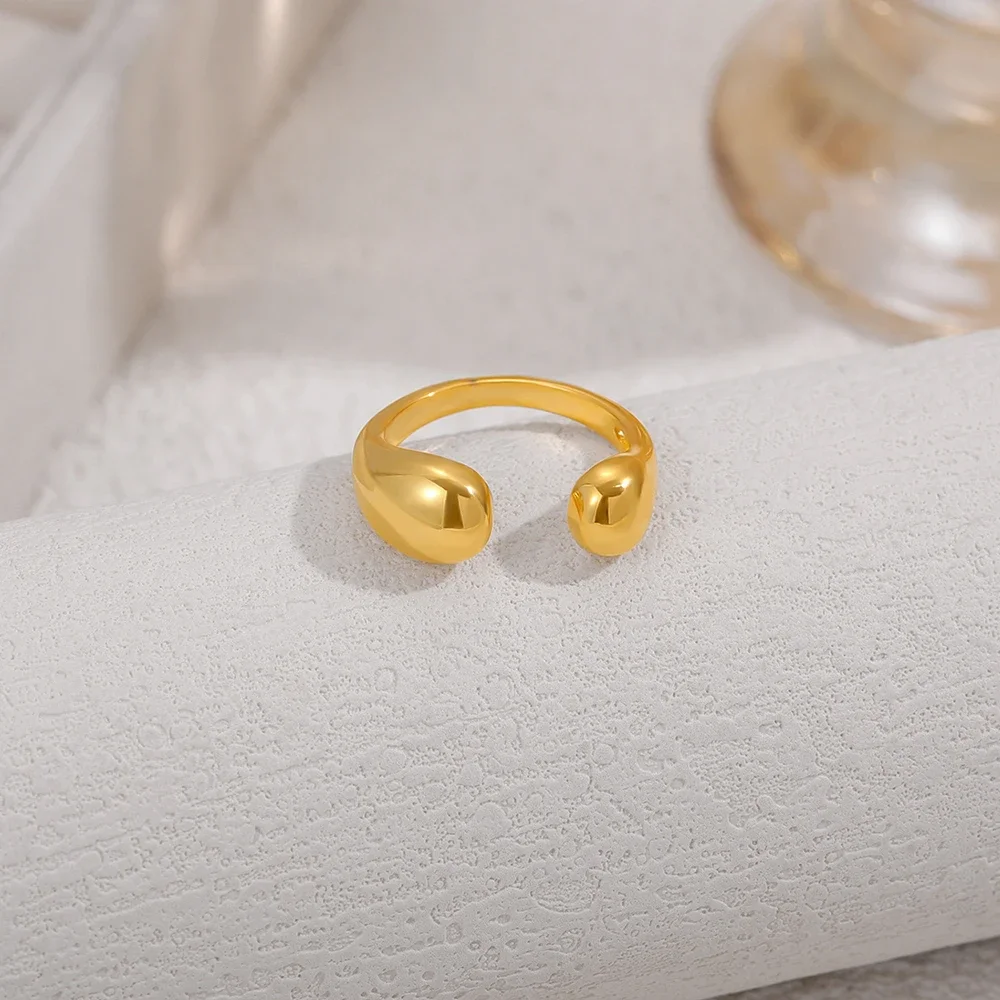 Personality Opening Rings Hypoallergenic Waterproof Small Droplet Dripping Finger Ring for Women Stylish Bijoux Dropshipping