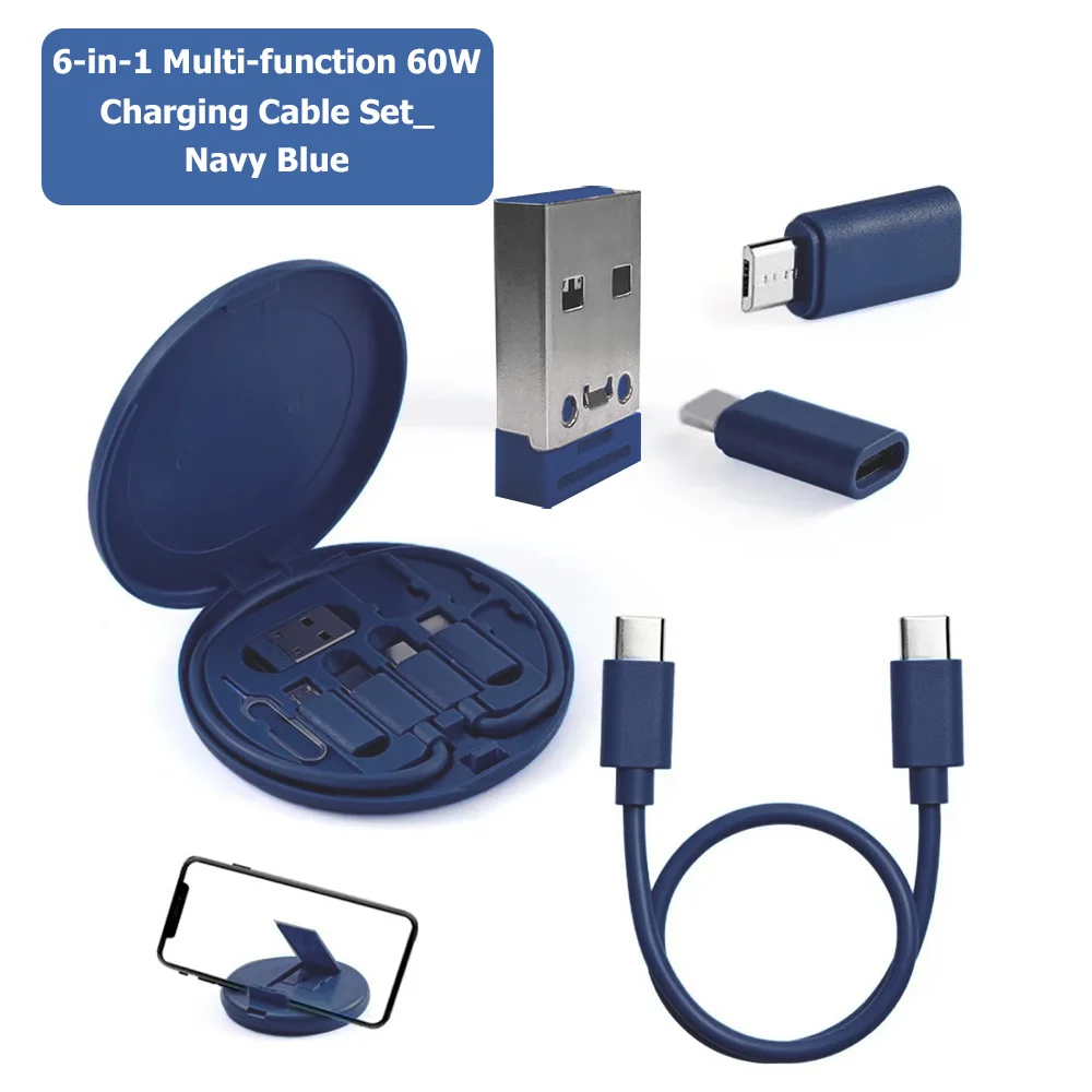 PD 60W 다기능 USB 타입 C 데이터 케이블 세트 아이폰 샤오미용 고속 충전기 보관함 어댑터 카드 핀 여행용 박스