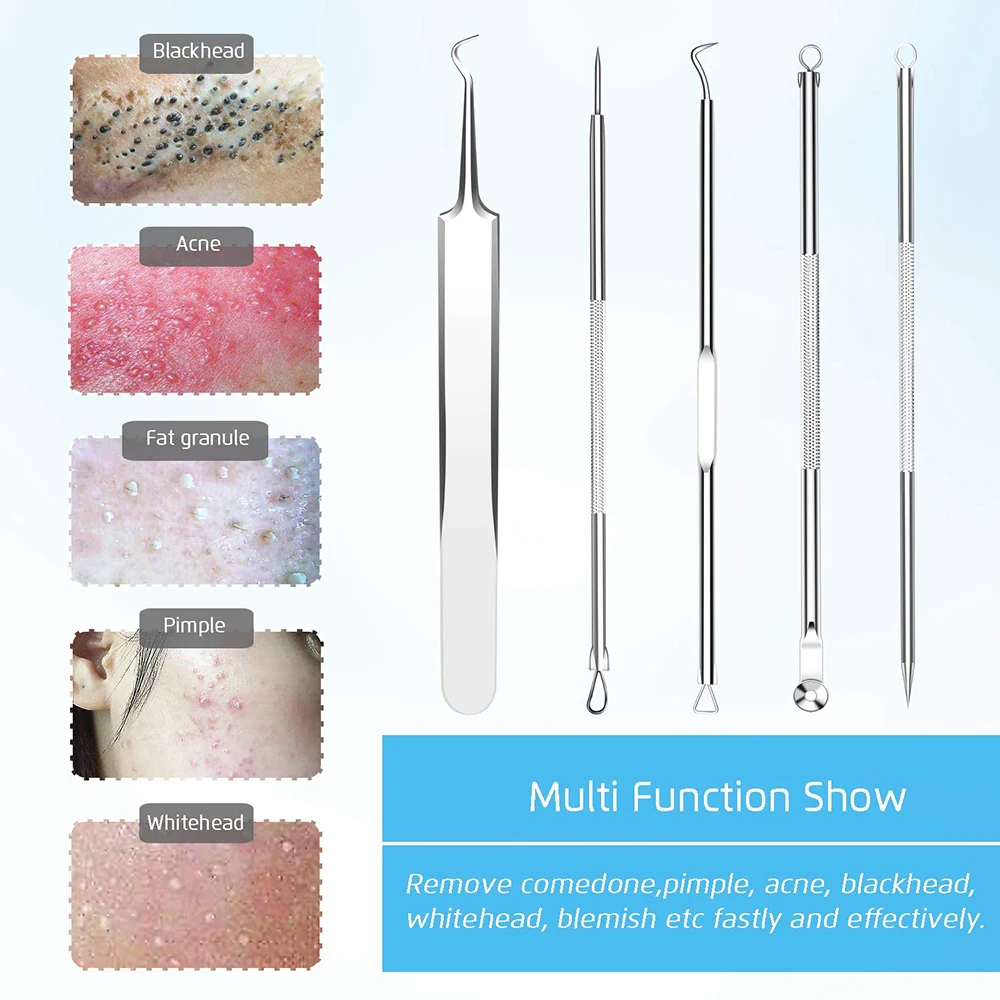 5 PCS Blackhead Remover Comedones Extractor Acne Removal Kit for Blemish, Whitehead Popping, Zit Removing for Nose Face Blackhead Remover