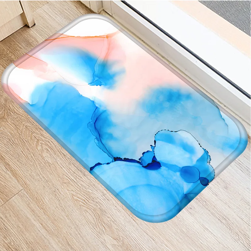 

Anti-Slip Marble Doormat Turquoise Carpet Kitchen Floor Mat Soft Home Welcome Entrance Mats Bedroom Bathroom Rug Hogar Carpets