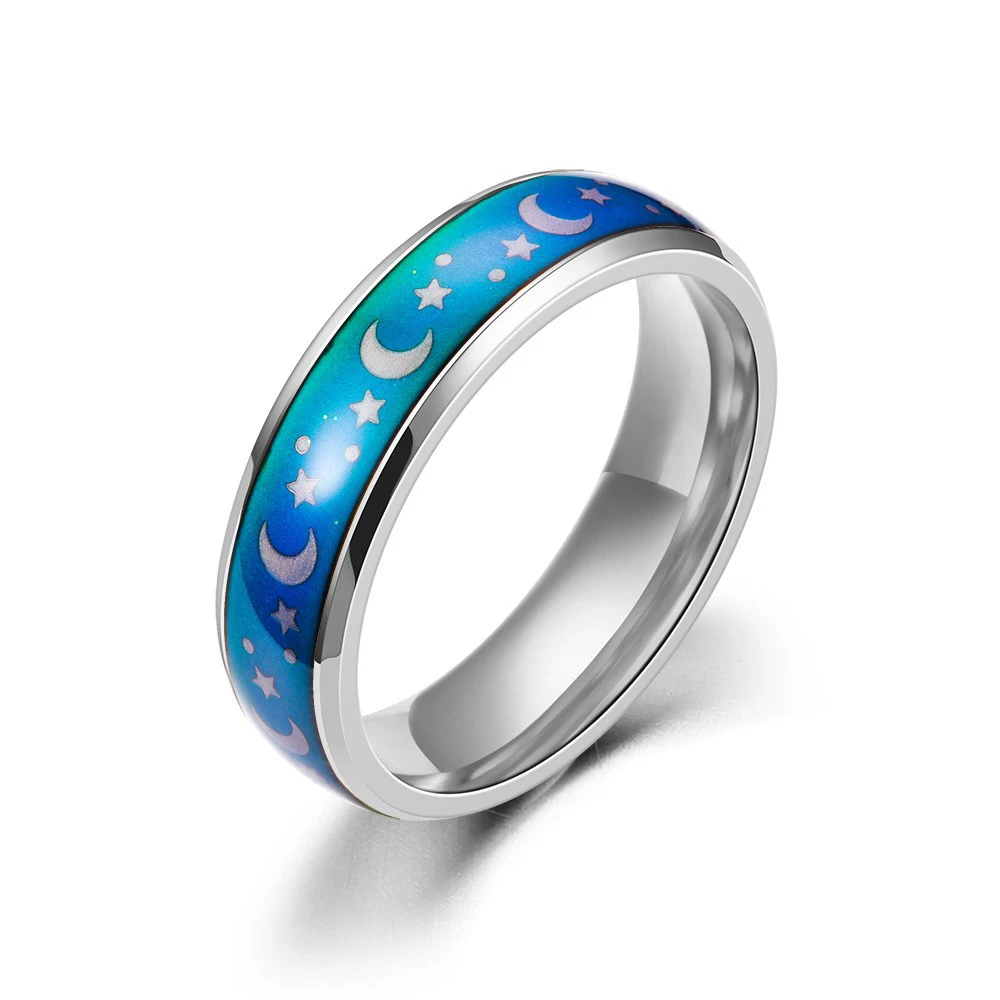 AsJerlya Classic Body Temperature Change Color Mood Ring Star