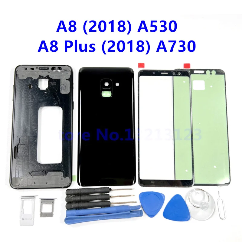

Full Housing Case Back Cover Glass Middle Frame For Samsung Galaxy A8 2018 A530 A530F A8 Plus 2018 A730 A730F A8+ Complete Parts