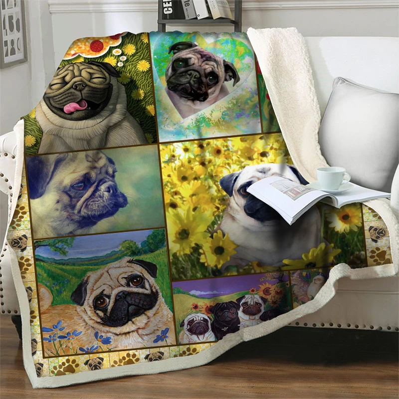 

Fashion Cartoon Dog 3D Adult Kid Quilts for Bedding Cover Sofa Travel Office Plush Throw Blanket Soft Warm Hiking Picnic Blanket