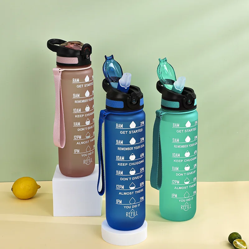 

Sports Water Cup Plastic Large-capacity 1L Bouncing Lid Straw PC Material Space Cup Water Cup Good-looking Fitness Water Cup