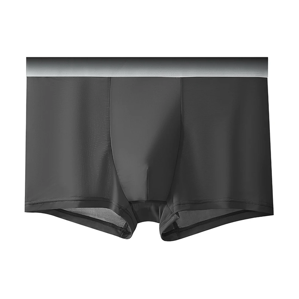 

Men Daily Ice Silk Lightweight Middle Rise Underwear Shorts Solid Panties Boxers Briefs Traceless Breathable Male Boxer Short