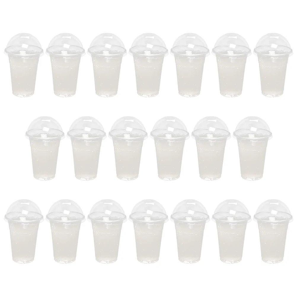 30 Pcs Disposable Beverage Cups Drink Juice Cup Travel Coffee Mugs With Lids Clear Plastic Fruit Cups Transparent Milk Tea