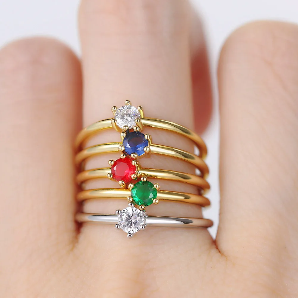 Women's Wedding Engagement Finger Rings Gold Color Zirconia