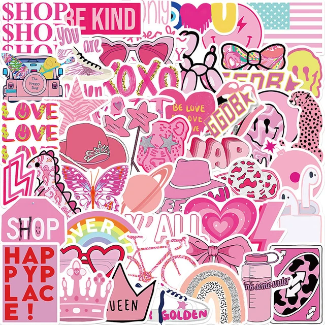 Cute Preppy Stickers 50 Pcs, Pastel Inspirational Stickers, Waterproof  Vinyl Aesthetic Stickers for Water Bottles Laptop Computer Phone Guitar
