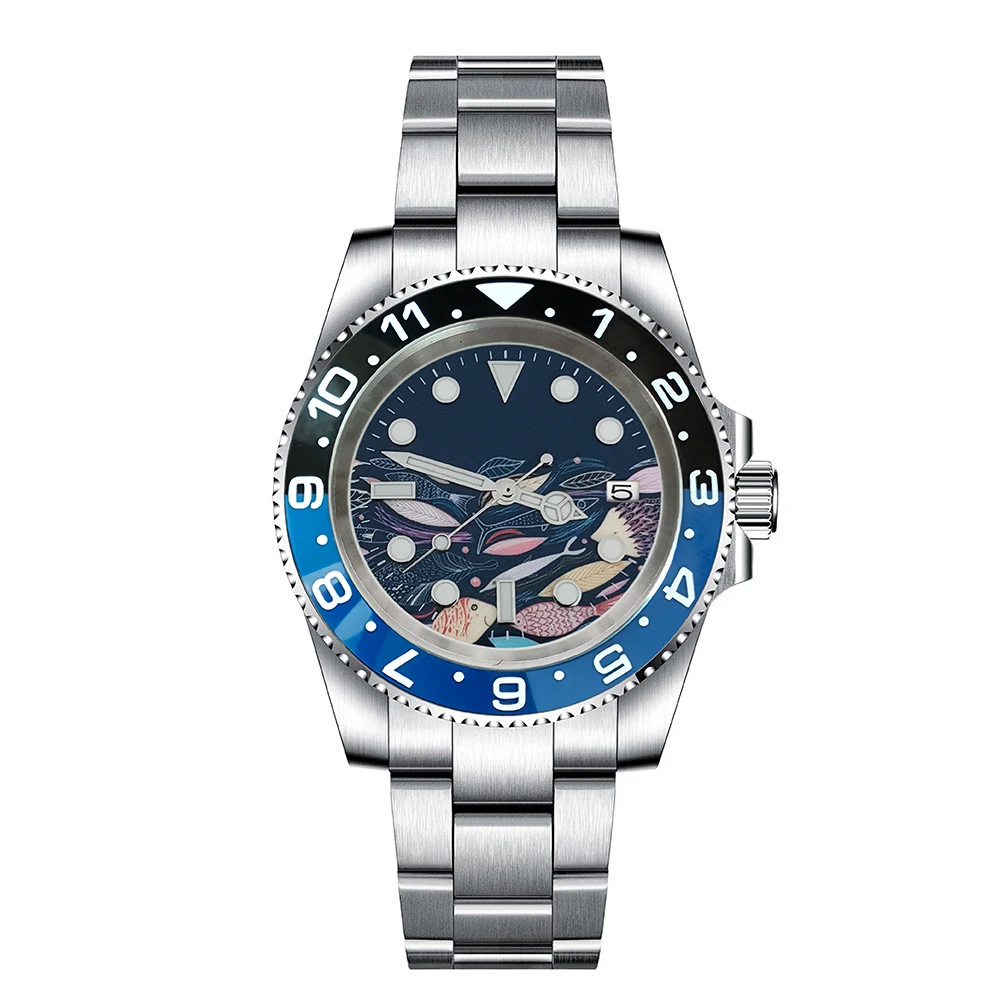 

New 40mm GEERVO No Logo Sapphire Crystal 316L Stainless Steel Case Japanese NH35 Movement Luminous Men's Watch G40-22