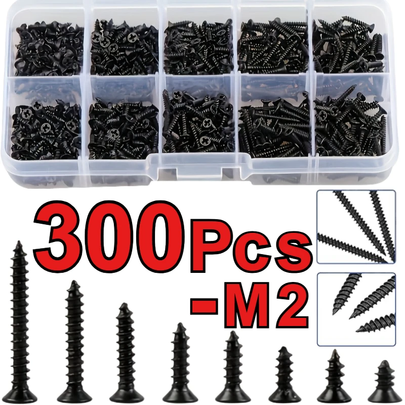 Lot de 300 vis autotaraudeuses M2 - Assortiment pour drones et appareils électroniques