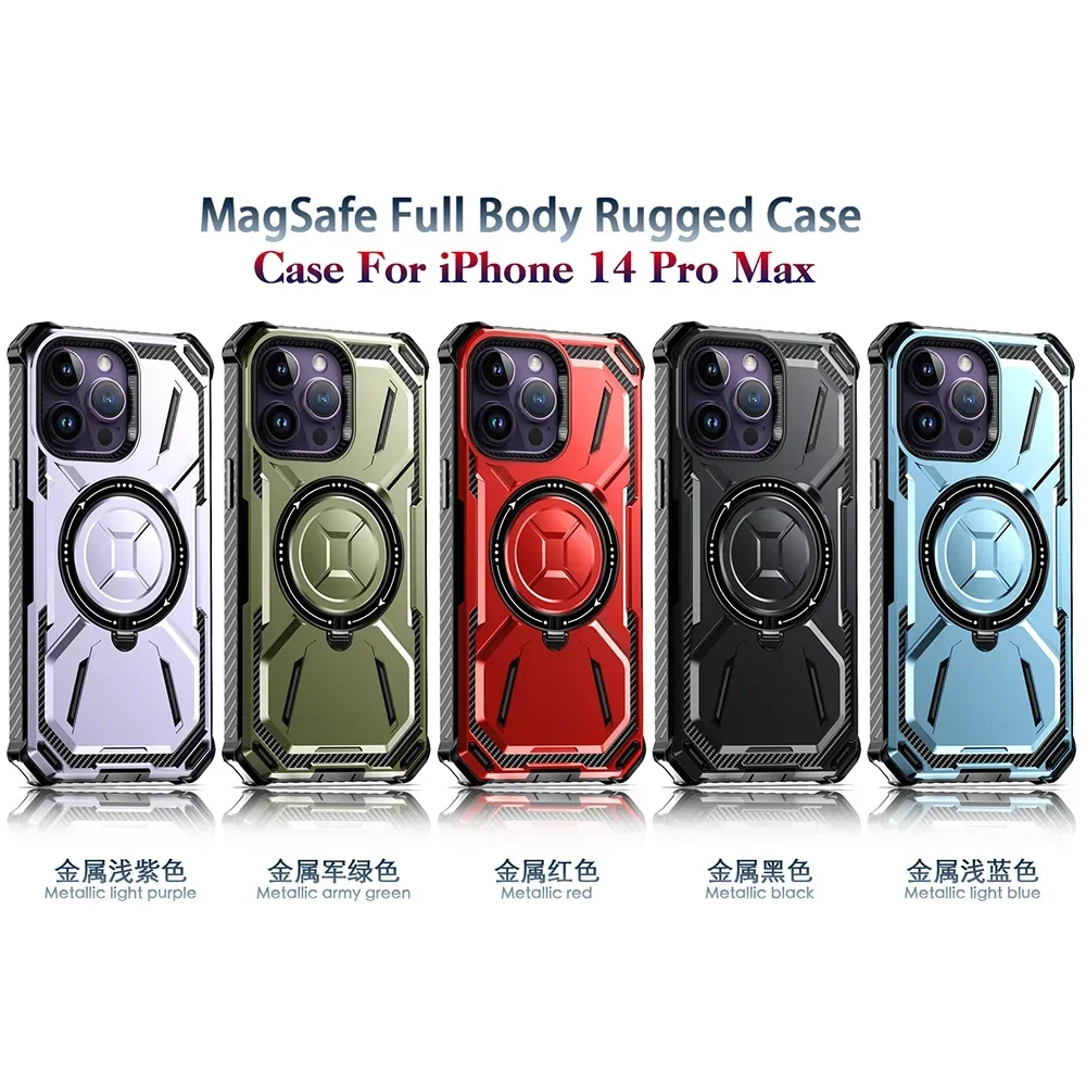 Magnetic Shockproof Bumper Armor Case with Magsafe Ring Holder