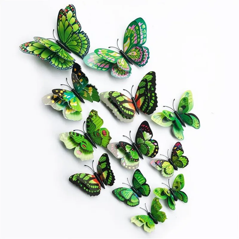 3D Double Layer Butterfly Wall Sticker 12Pcs for Home Decor