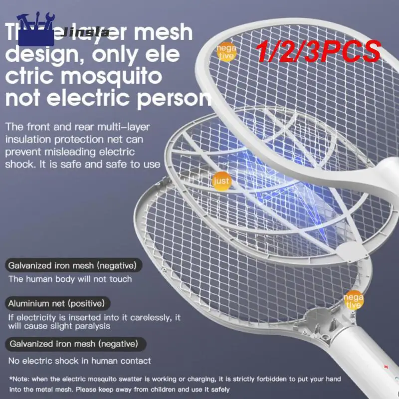 

1/2/3PCS New Mosquito Killer Light Electric Mosquito Swatter Two-in-One USB Lithium Battery Base Charging Fly Swatter Mosquito