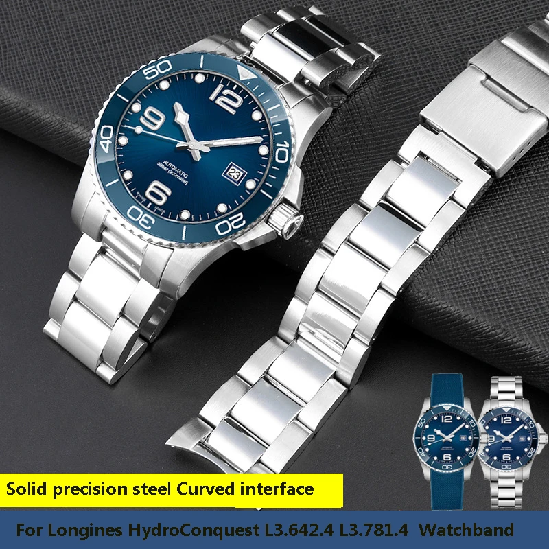 Cinturino Per Orologio In Acciaio Inossidabile Con Estremità Curva Per Longines Master Conquest Hydroconquest L3.642.4 L3.781.4 L3.782.4 Cinturino Per