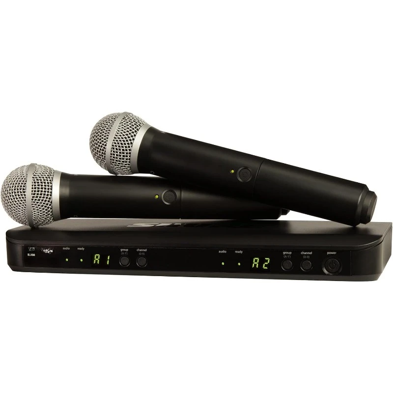 

BLX288/PG58 Handheld vocal microphone, dual channel receiver perfect for church, karaoke