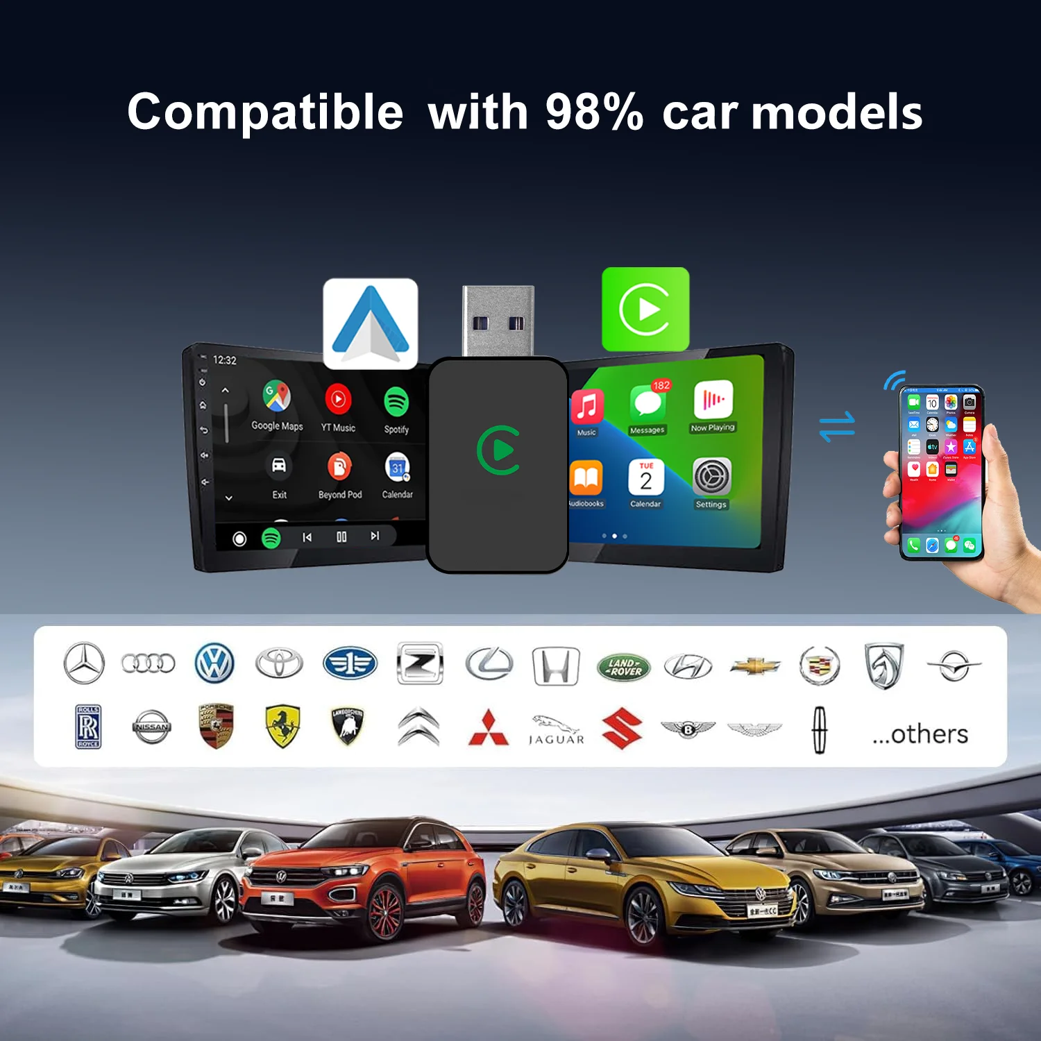 Wireless CarPlay Android Auto Adapter for Cars