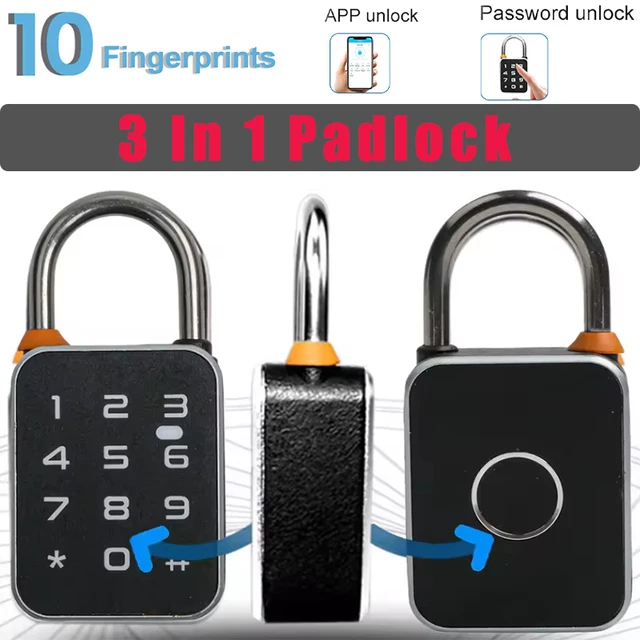 Smart Padlock Tuya APP+Fingerprint+Password 3 In 1 Electric Biometric Lock IP65 Keyless Mini Smart Locks Anti-theft Padlocks 1