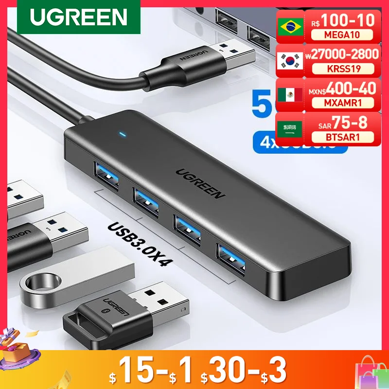 USB 3.0 Hub 4 Ports for Mouse Keyboard Compatible with MacBook Pro Air Laptop Desktop PC Xbox PS5 Splitter usb hub
