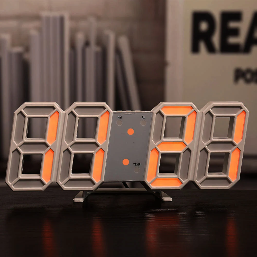 Colorful 3D LED Digital Clock with 12/24H Time Display