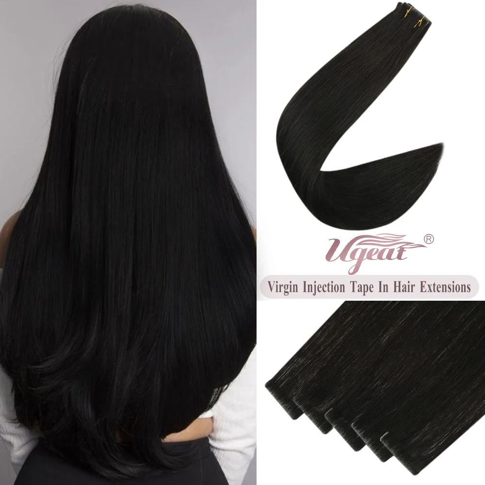 

Ugeat Virgin Tape Hair Extensions Injection Skin Weft Invisible Hair Natural Straight Injection Long Lasting Human Hair