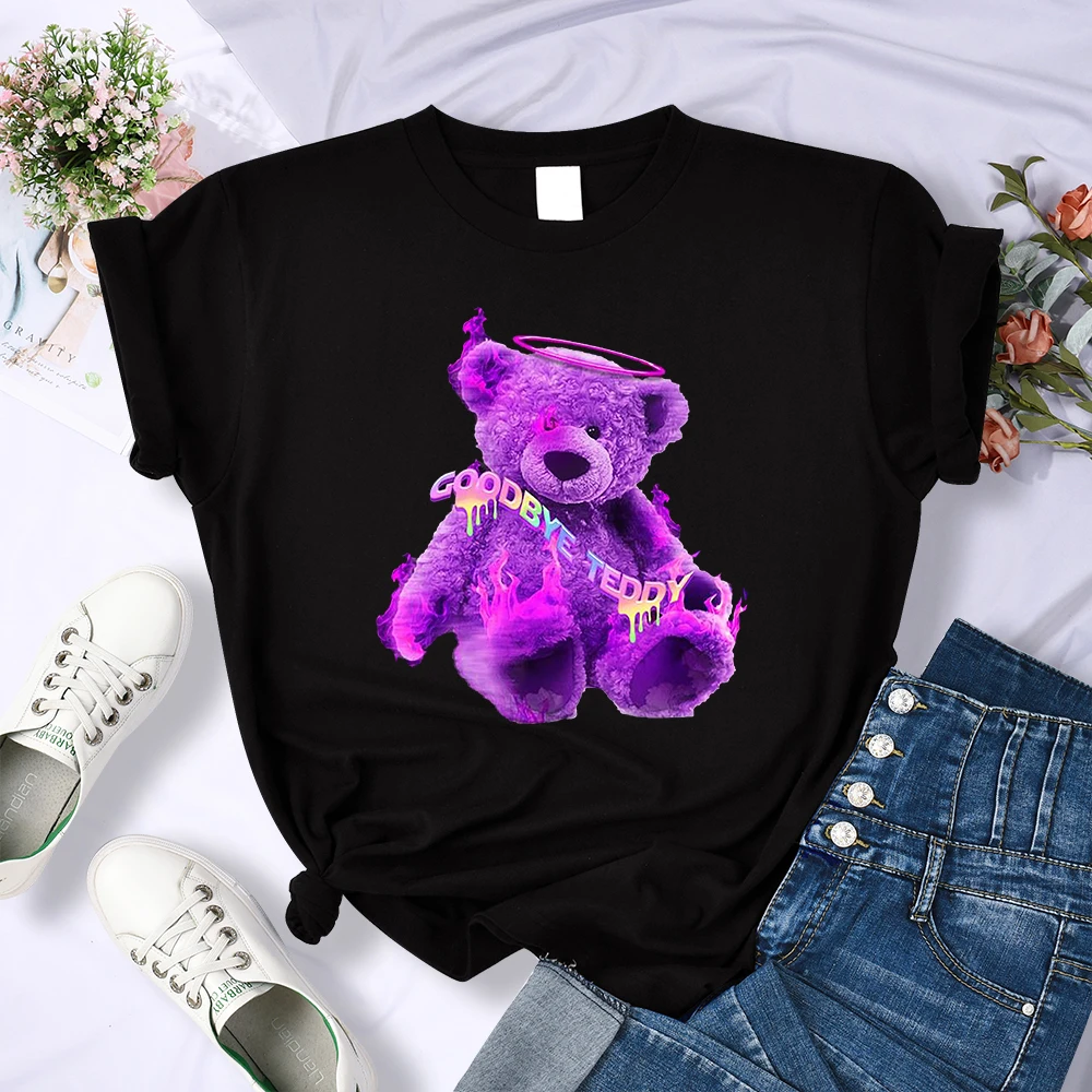 

Попрощайтесь, мишка тедди, Kawaii Y2K, стильные футболки, женская летняя дышащая футболка, повседневные женские футболки