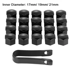 20 - Piece Universal Plastic Wheel Nut Covers - Stylish Car Lug Nut Cap Trim Set - 21mm (Black)
