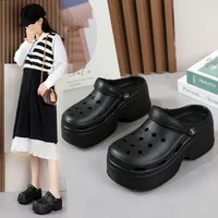 9CM Thick Women's Sandals 2024 New Summer Slippers High Heel Soft Sole Beach Garden Shoes Outdoor Waterproof Women's Hole Shoes - Image 2
