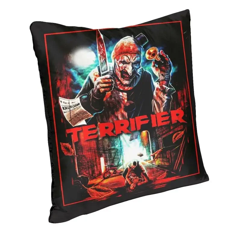 Halloween Horror Movie Terrifier Cushion Cover 45x45 Cm Velvet Luxury Throw Pillow Case for Sofa Chair Bedding Office Pillowslip